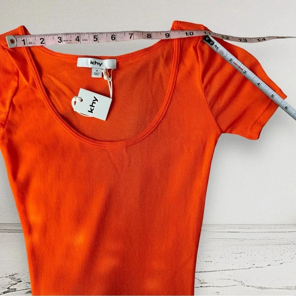 RARE NWT KHY BY KYLIE JENNER Mesh Scoop Neck Maxi Dress Orange Size S - Picture 2 of 10